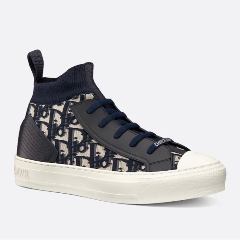 Deep Blue Dior Oblique Technical Mesh and Calfskin